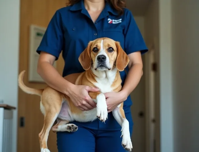 Technician respectfully transporting a deceased dog in North Shore